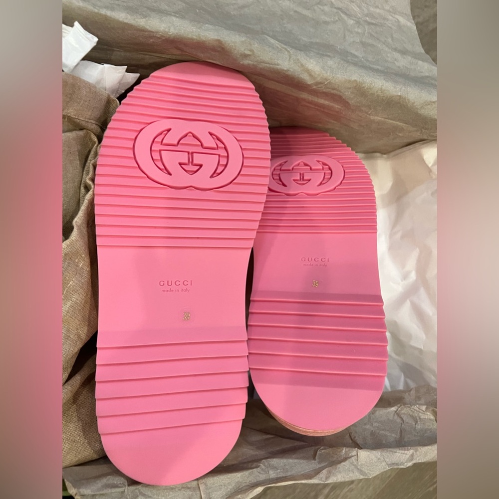 NEW Gucci Angelina pink logo platform slides - Picture 10 of 10